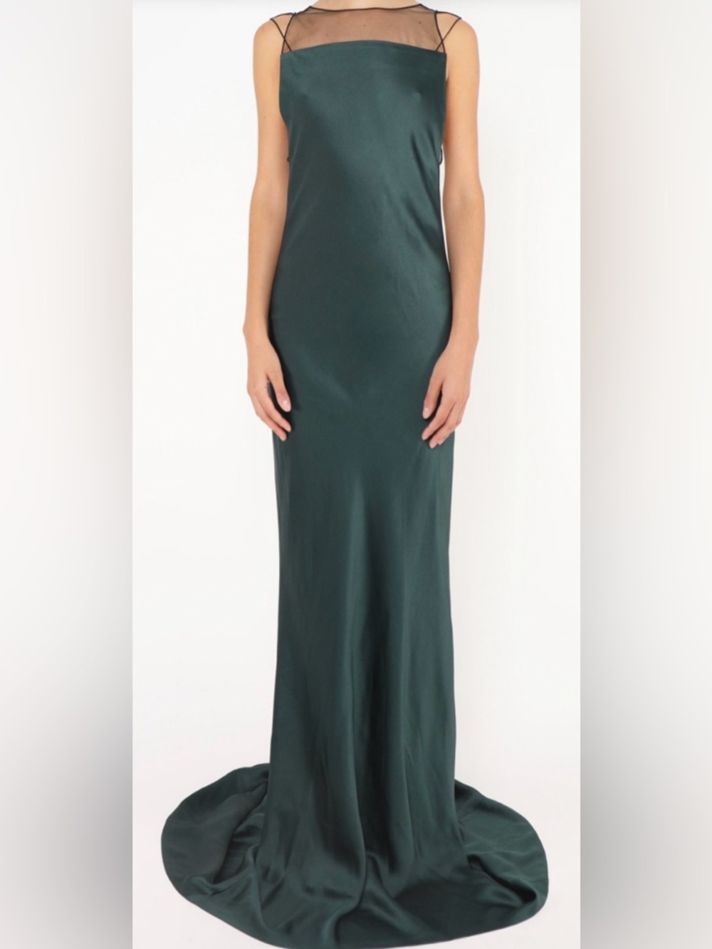 Maison Martin Margiela Dark Emerald Satin Maxi Dress